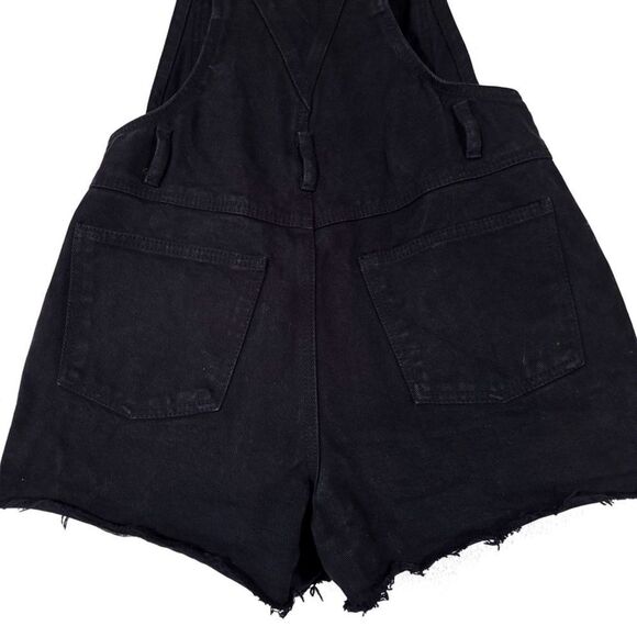 BRANDY MELVILLE Hayley Overall Shorts Workwear Jumpsuit 90s Black Denim Small - Picture 7 of 9